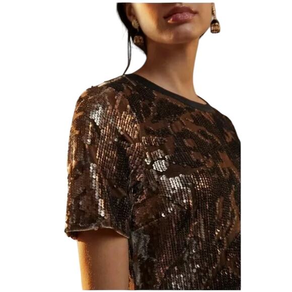 Anthropologie X RO & DE Andi Sequined Velvet Tee Shift Dress Holiday Party NEW - Picture 4 of 11